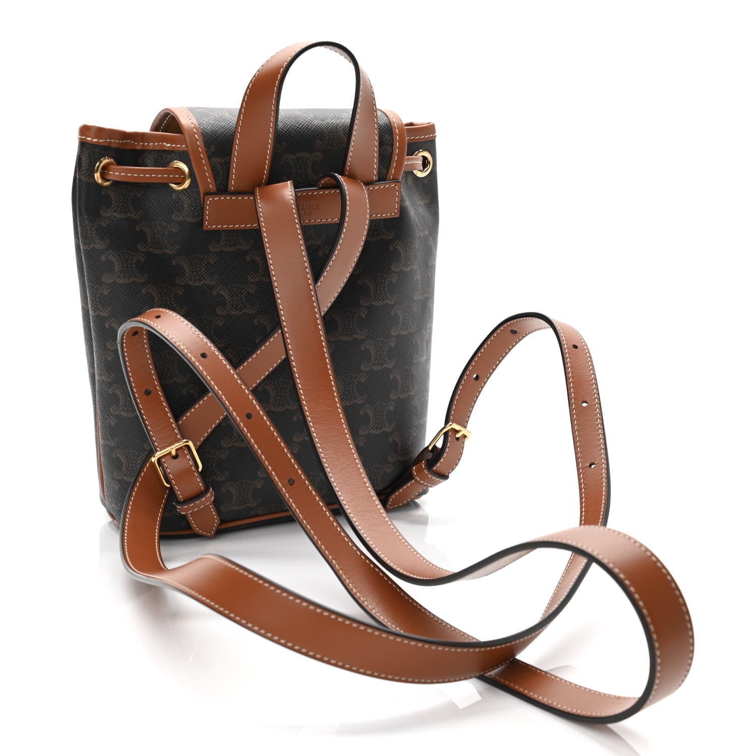 Celine Triomphe Canvas Calfskin Mini Folco Backpack Tan 3 of 10