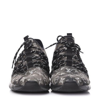Louis Vuitton Denim Rubber Monogram Tie Dye Mens Fastlane Low Sneakers 9 Black 2 of 7