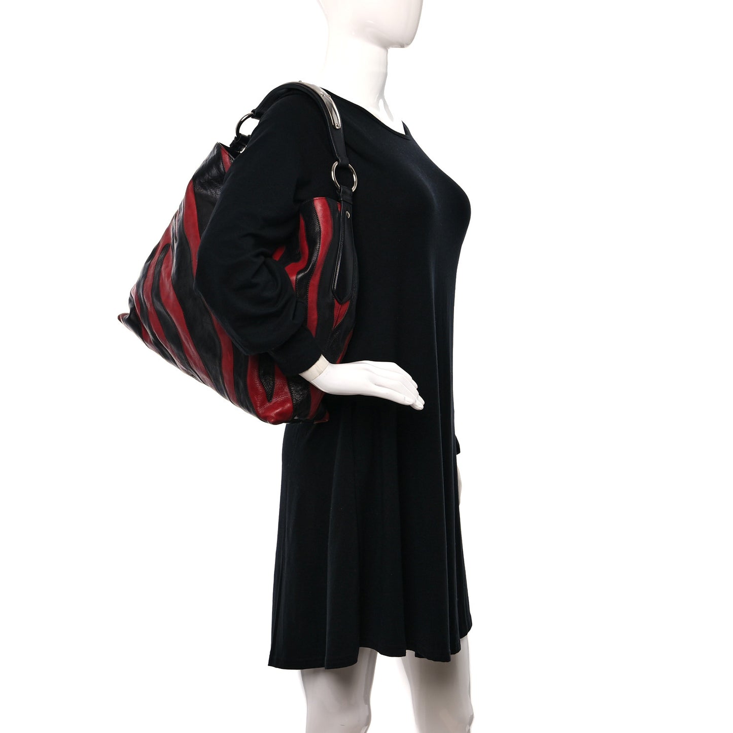 Glace Calf Zebra Hobo Black Red