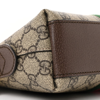 Gucci GG Supreme Monogram Textured Dollar Calfskin Web Small Ophidia Dome Shoulder Bag Beige Ebony New Acero 9 of 10