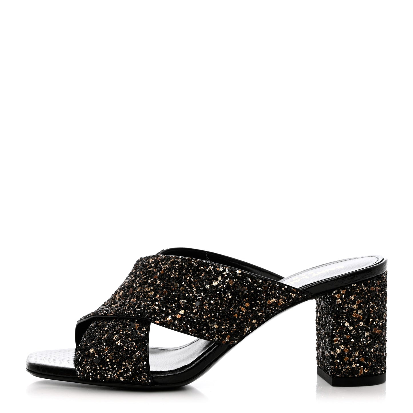 Glitter LouLou 70 Mule Sandals 35 Black Gold