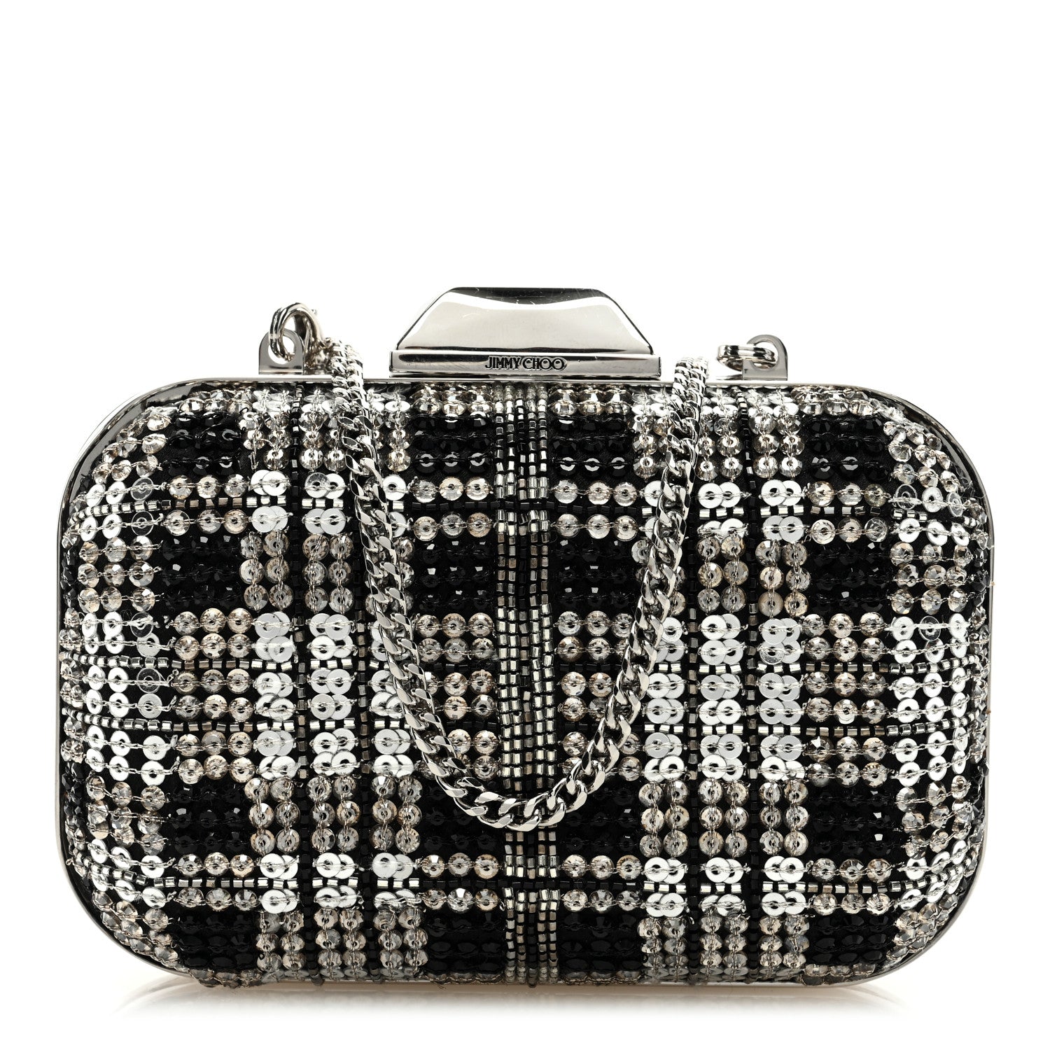 Jimmy Choo Sequins Micro Cloud Clutch Black Silver 1 of 9