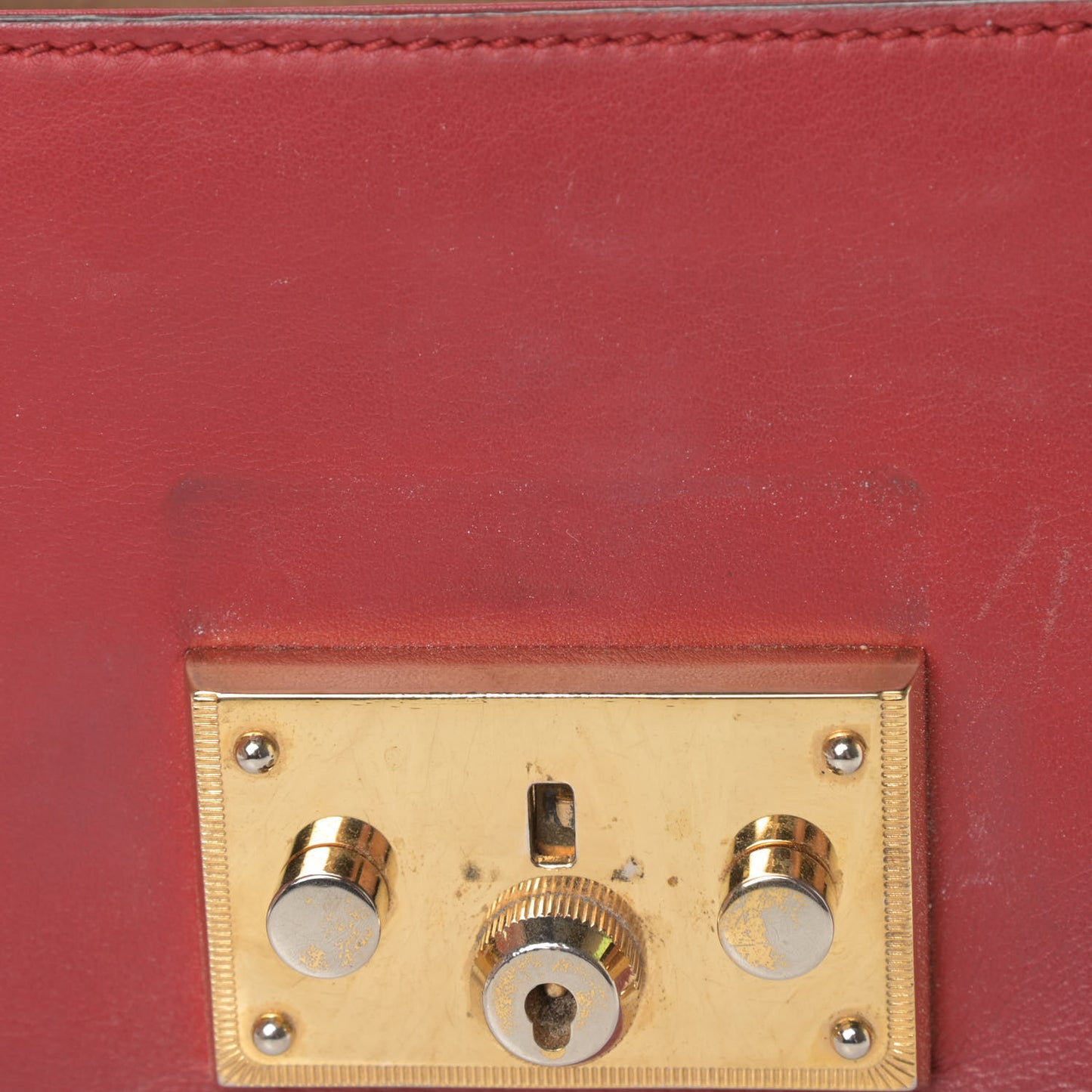 Calfskin Small Padlock Shoulder Bag Hibiscus Red
