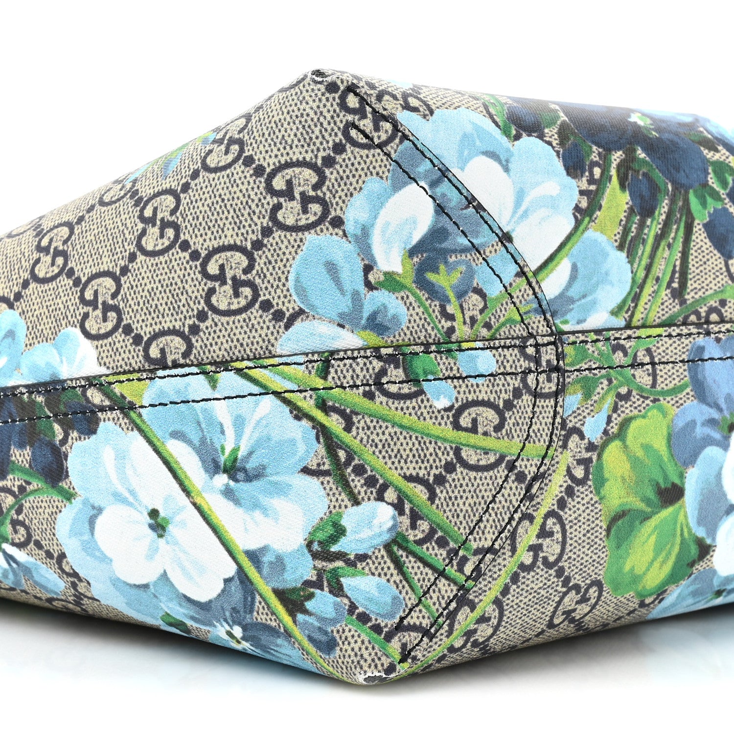 Gucci GG Supreme Monogram Blooms Medium Reversible Tote Beige Blue Navy 14 of 22