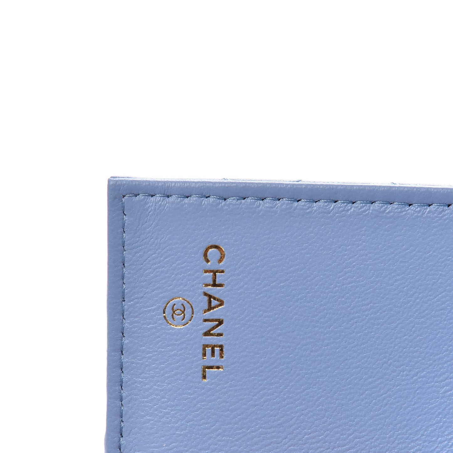 Lambskin Quilted Double Flap Wallet Light Blue