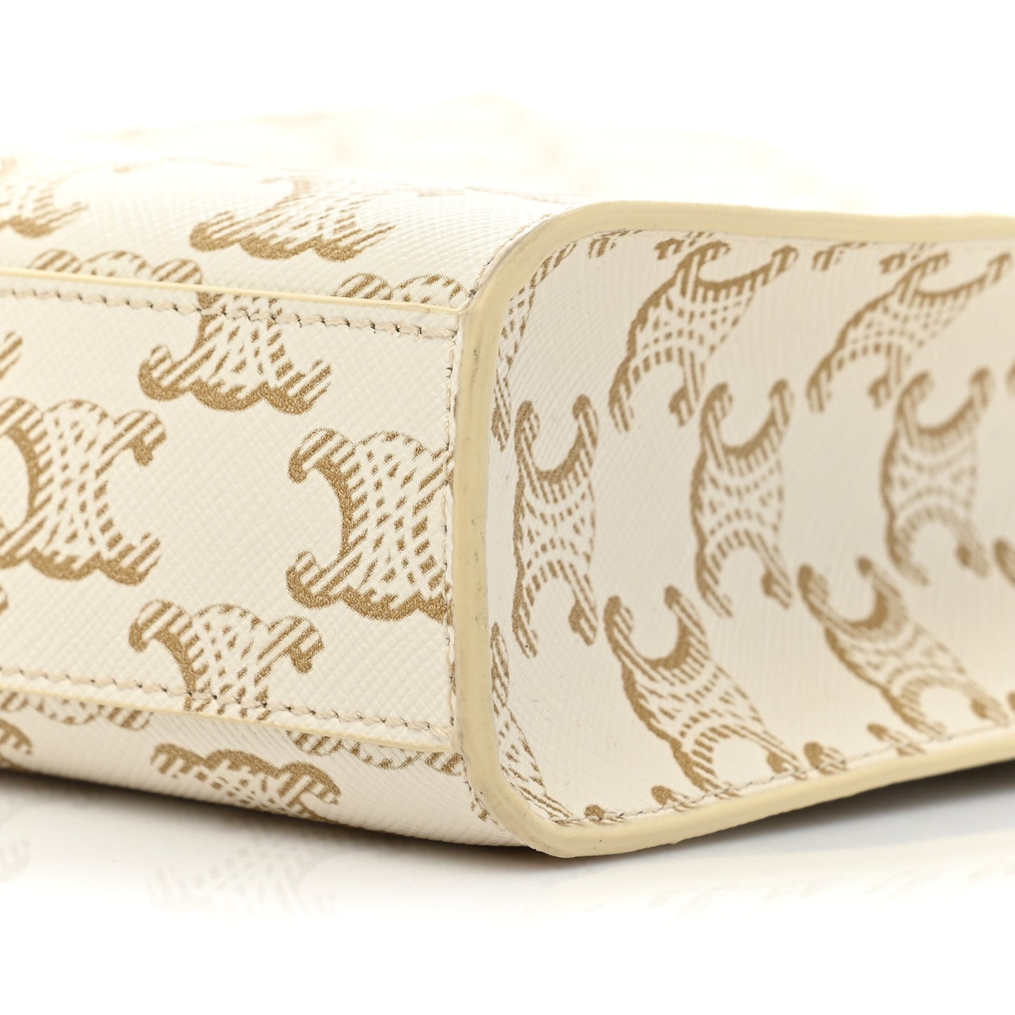 Triomphe Canvas Calfskin Mini Vertical Cabas White