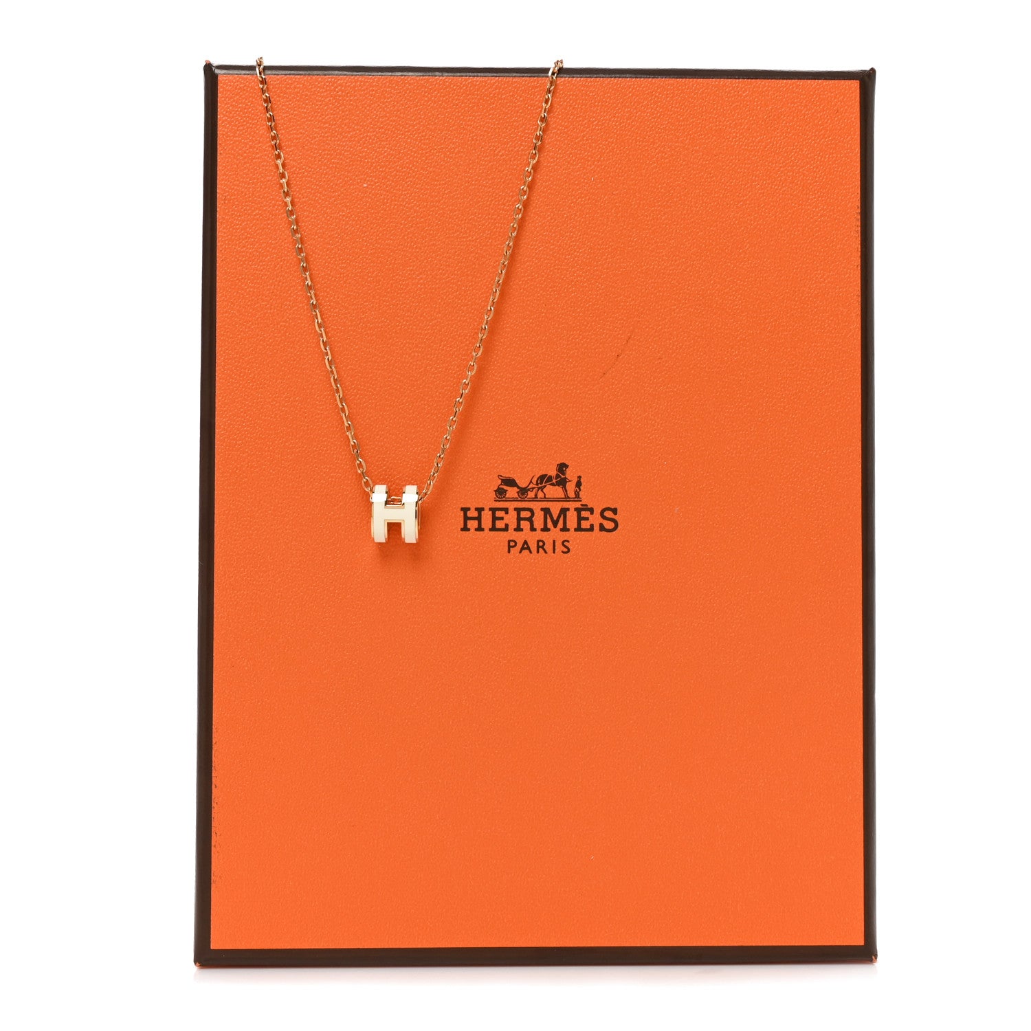 Hermes Lacquered Rose Gold Mini Pop H Pendant Necklace White 6 of 6