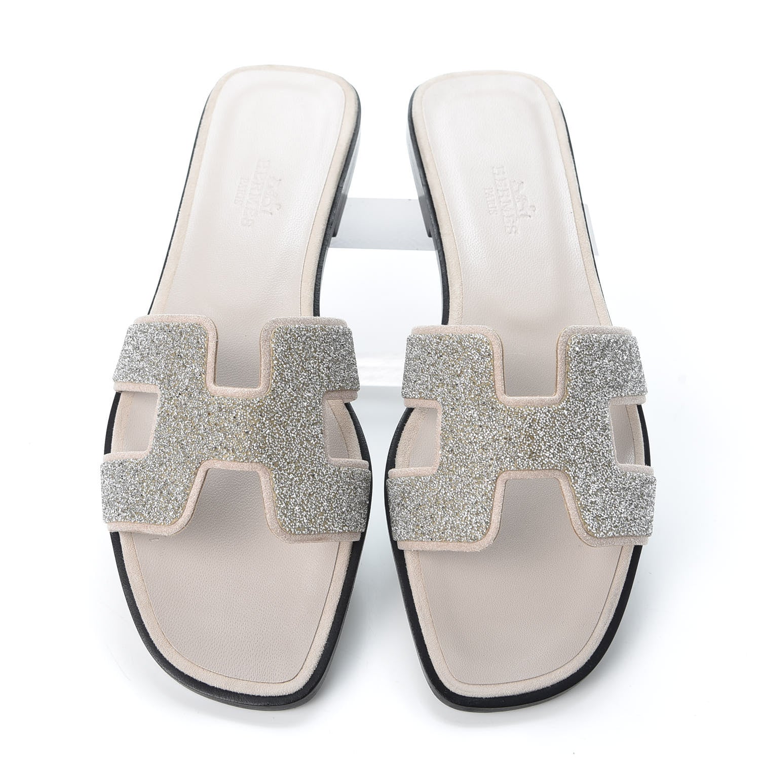 Hermes Suede Goatskin Crystal Powder Oran Sandals 37 5 of 10