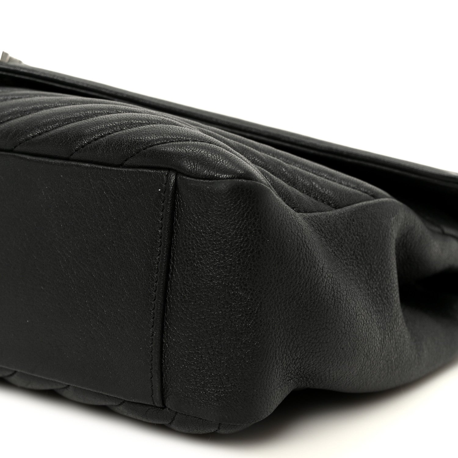Saint Laurent Sheepskin Matelasse Chevron Monogram Large College Satchel Black 12 of 12