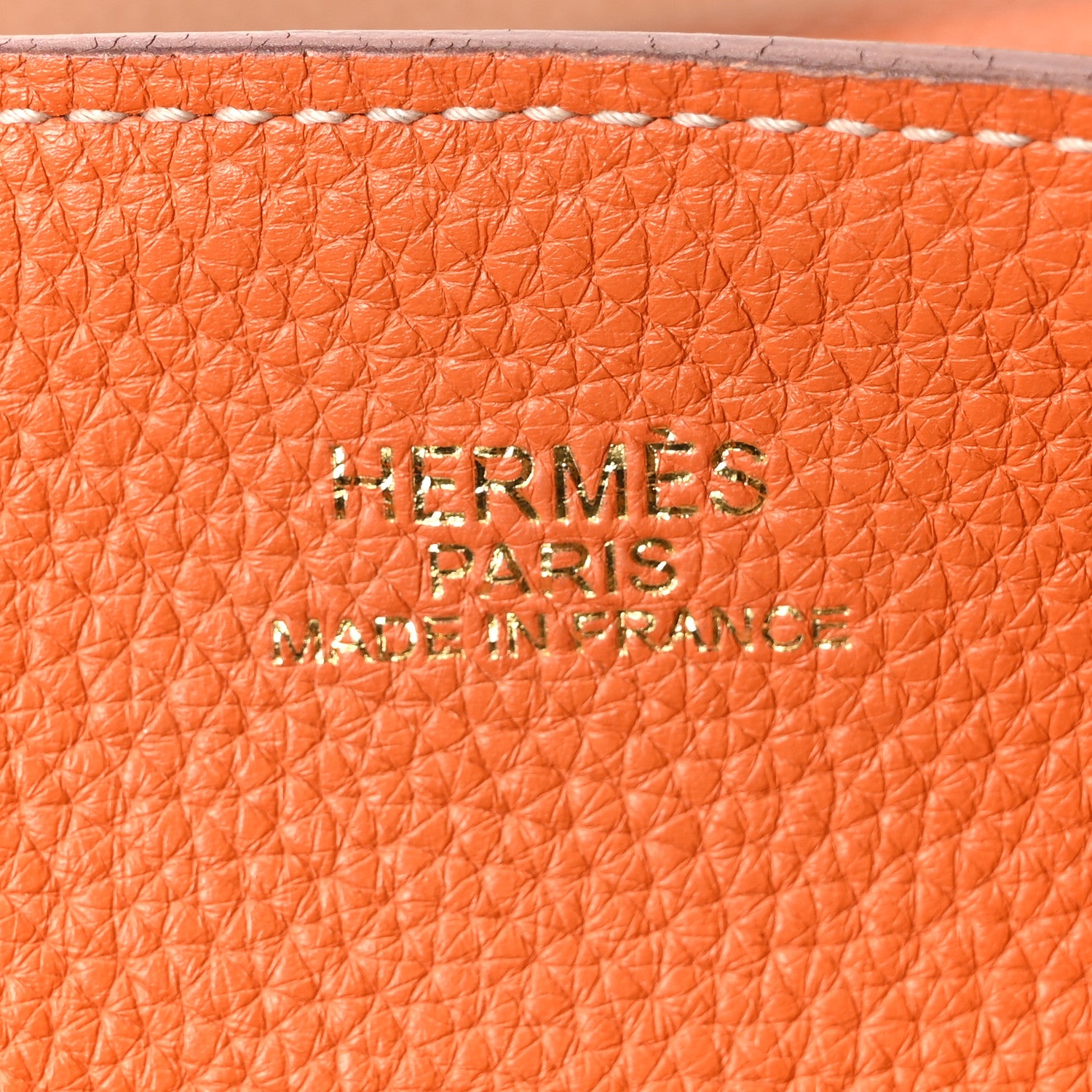 Hermes Taurillon Clemence Double Sens Reversible Tote Orange Gold 6 of 15