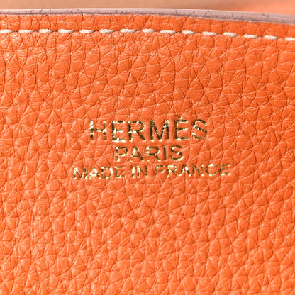 Hermes Taurillon Clemence Double Sens Reversible Tote Orange Gold 6 of 15