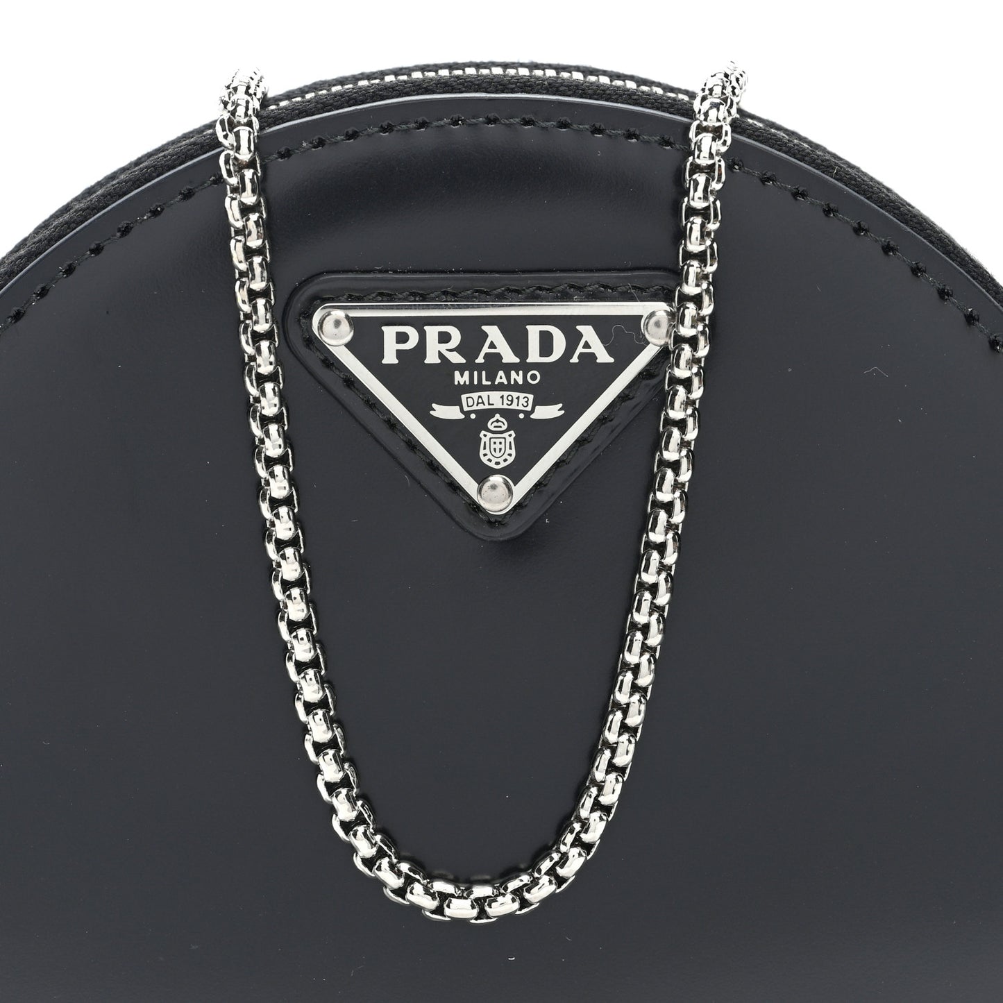 Spazzolato Round Chain Coin Crossbody Pouch  Black
