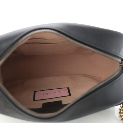 Gucci Calfskin Matelasse GucciGhost Medium GG Marmont Chain Shoulder Bag Black New Acquamarine 5 of 9