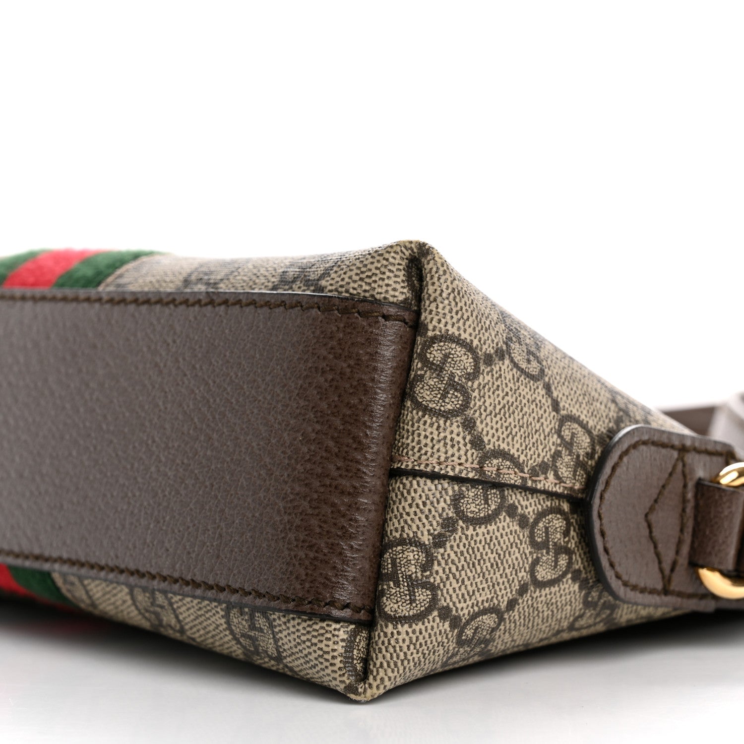Gucci GG Supreme Monogram Textured Dollar Calfskin Web Small Ophidia Dome Shoulder Bag Beige Ebony New Acero 10 of 13