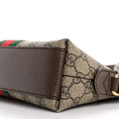 Gucci GG Supreme Monogram Textured Dollar Calfskin Web Small Ophidia Dome Shoulder Bag Beige Ebony New Acero 10 of 13