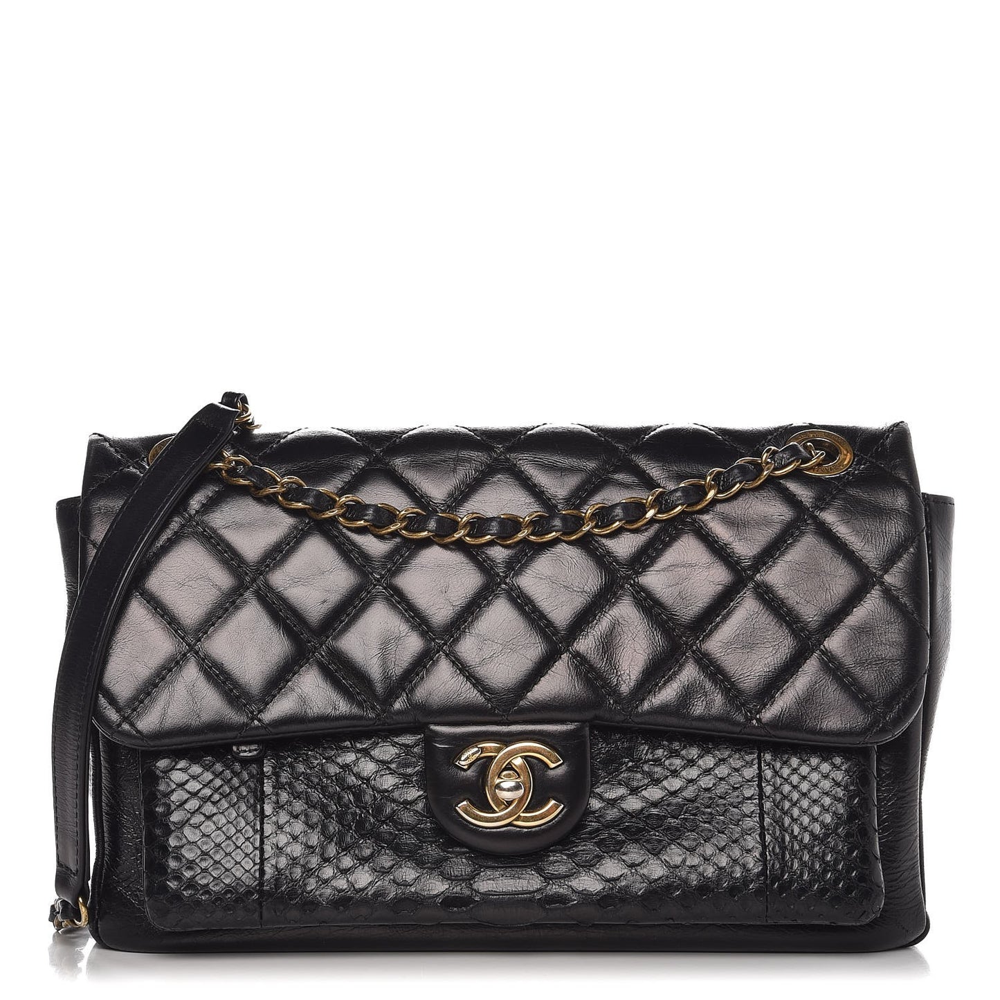 Calfskin Python Urban Mix Flap Black