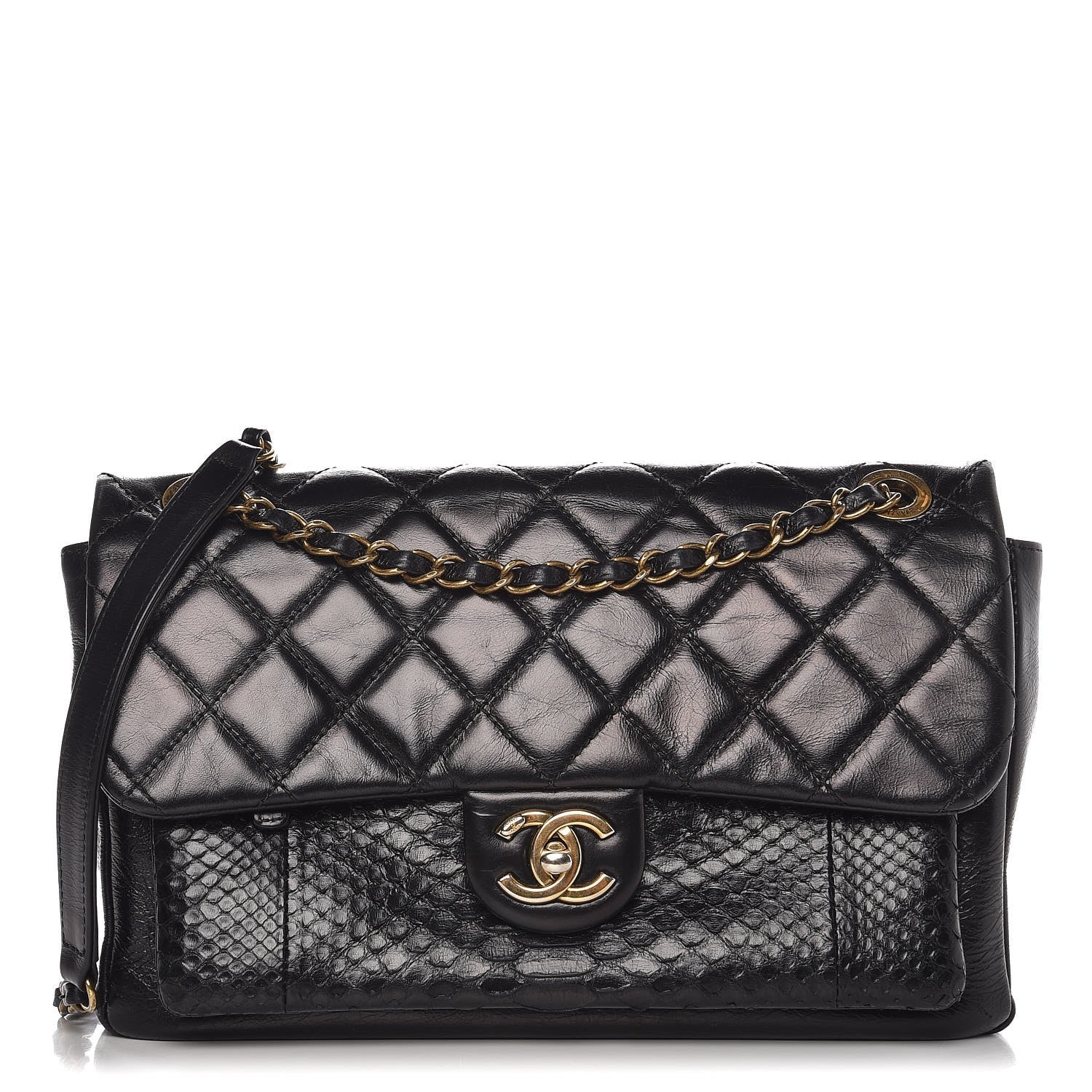 Chanel Calfskin Python Urban Mix Flap Black 1 of 12