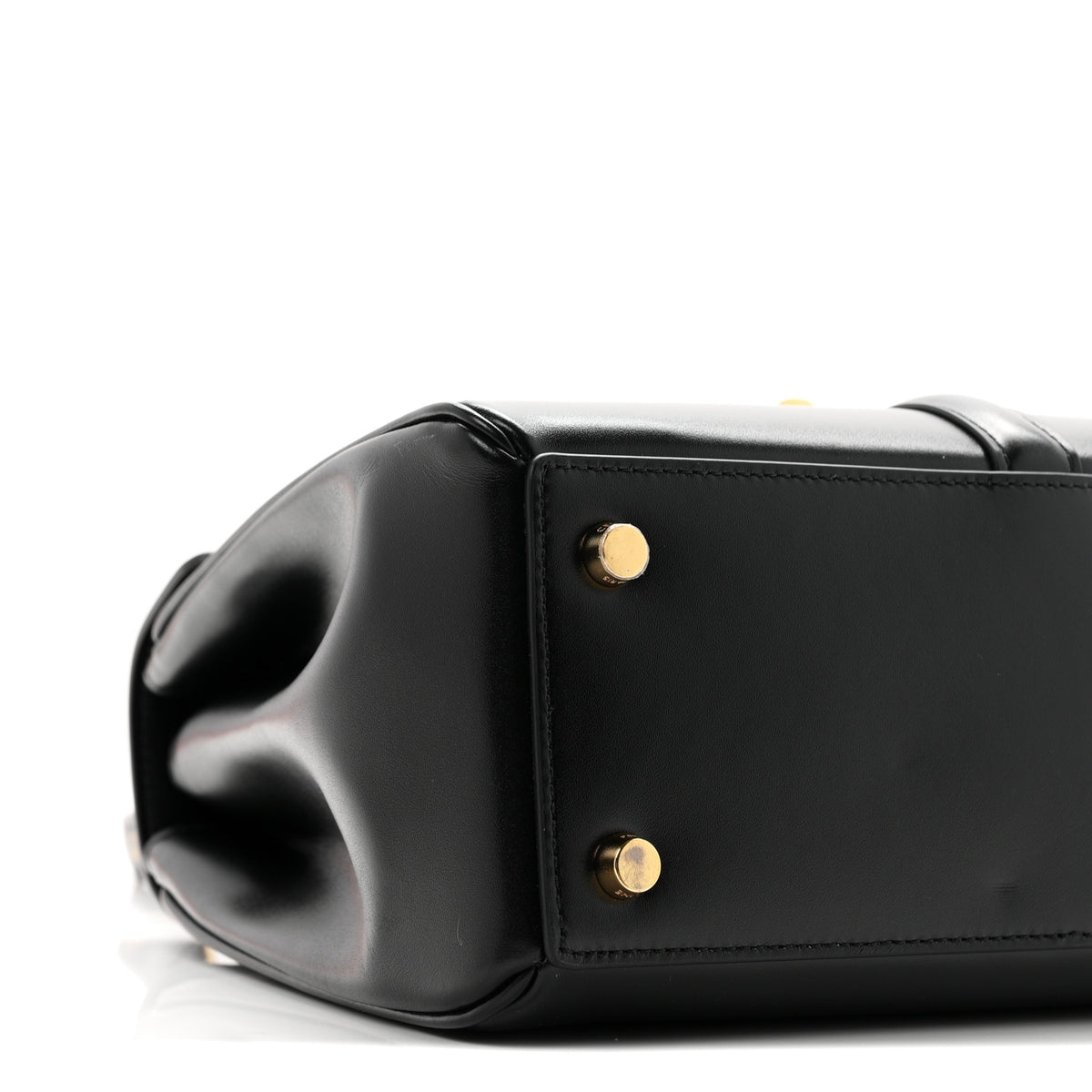 Satinated Calfskin Small 16 Top Handle Bag Black