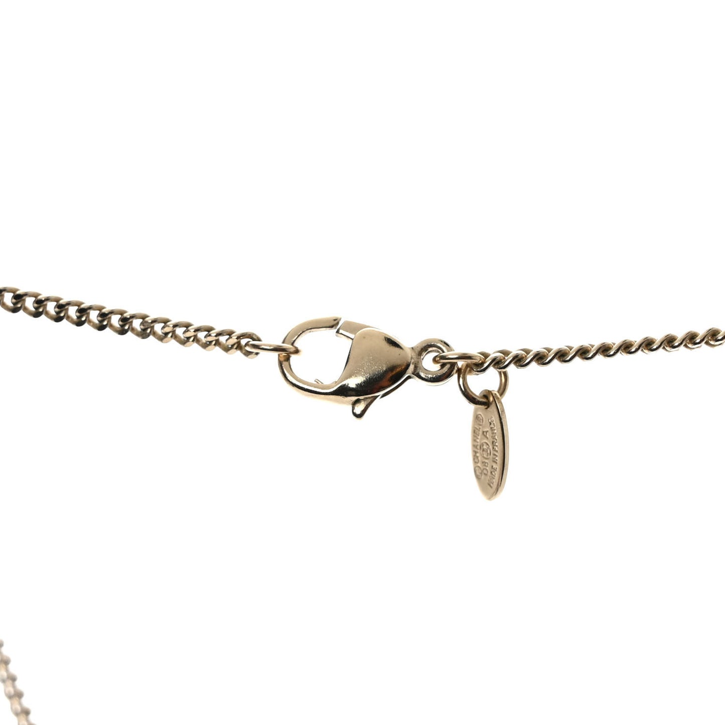 Enamel Pearl CC Drop Necklace Black Gold