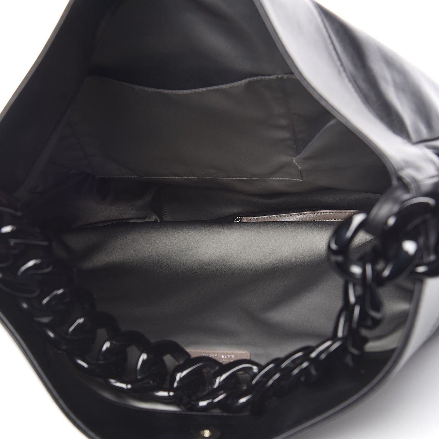 Calfskin Modern Chain Rhodoid Hobo Black