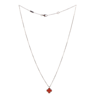 Van Cleef & Arpels 18K Rose Gold Carnelian Sweet Alhambra Pendant Necklace 3 of 6