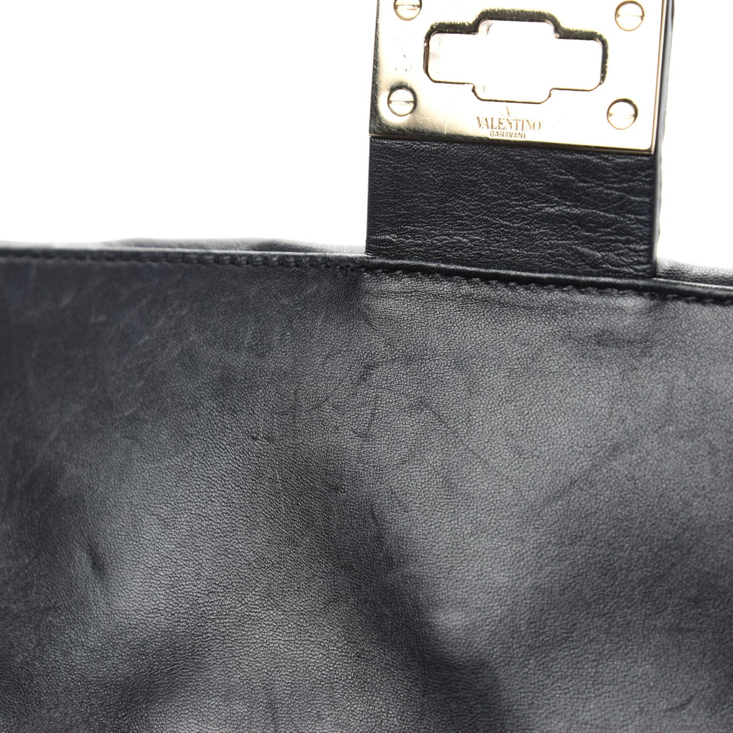 Lambskin VLTN Print Candystud Top Handle Bag Black