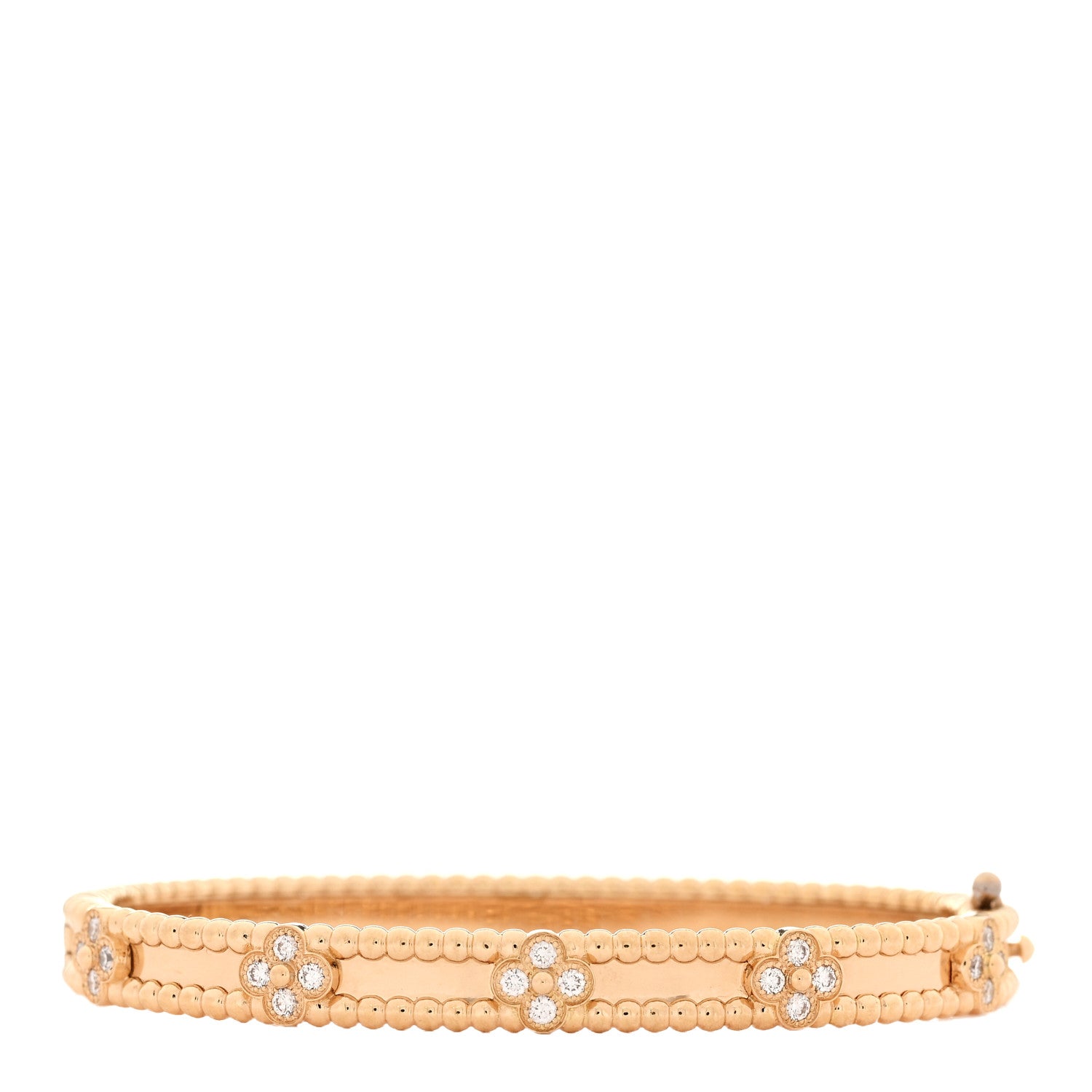 Van Cleef & Arpels 18K Yellow Gold Diamond Perlee Sweet Clovers Bracelet XS 1 of 6