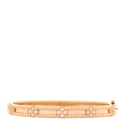 Van Cleef & Arpels 18K Yellow Gold Diamond Perlee Sweet Clovers Bracelet XS 1 of 6