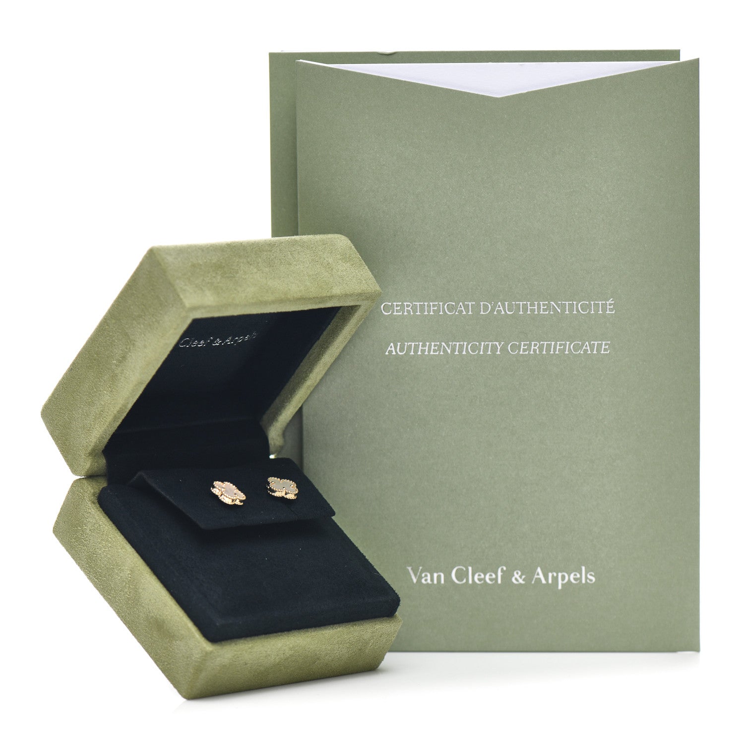 Van Cleef & Arpels 18K Yellow Gold Mother of Pearl Sweet Alhambra Earrings 5 of 5