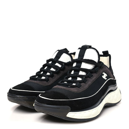 Chanel Fabric Suede CC Sneakers 40 Black Dark Grey 4 of 9