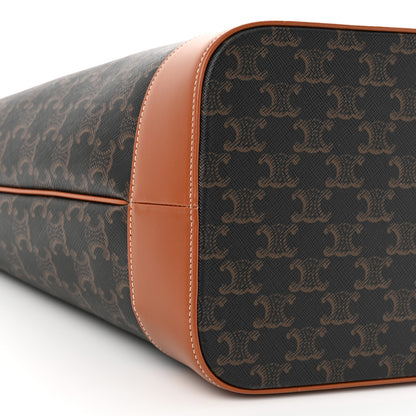 Celine Triomphe Canvas Calfskin Medium Bucket Bag Tan 8 of 9