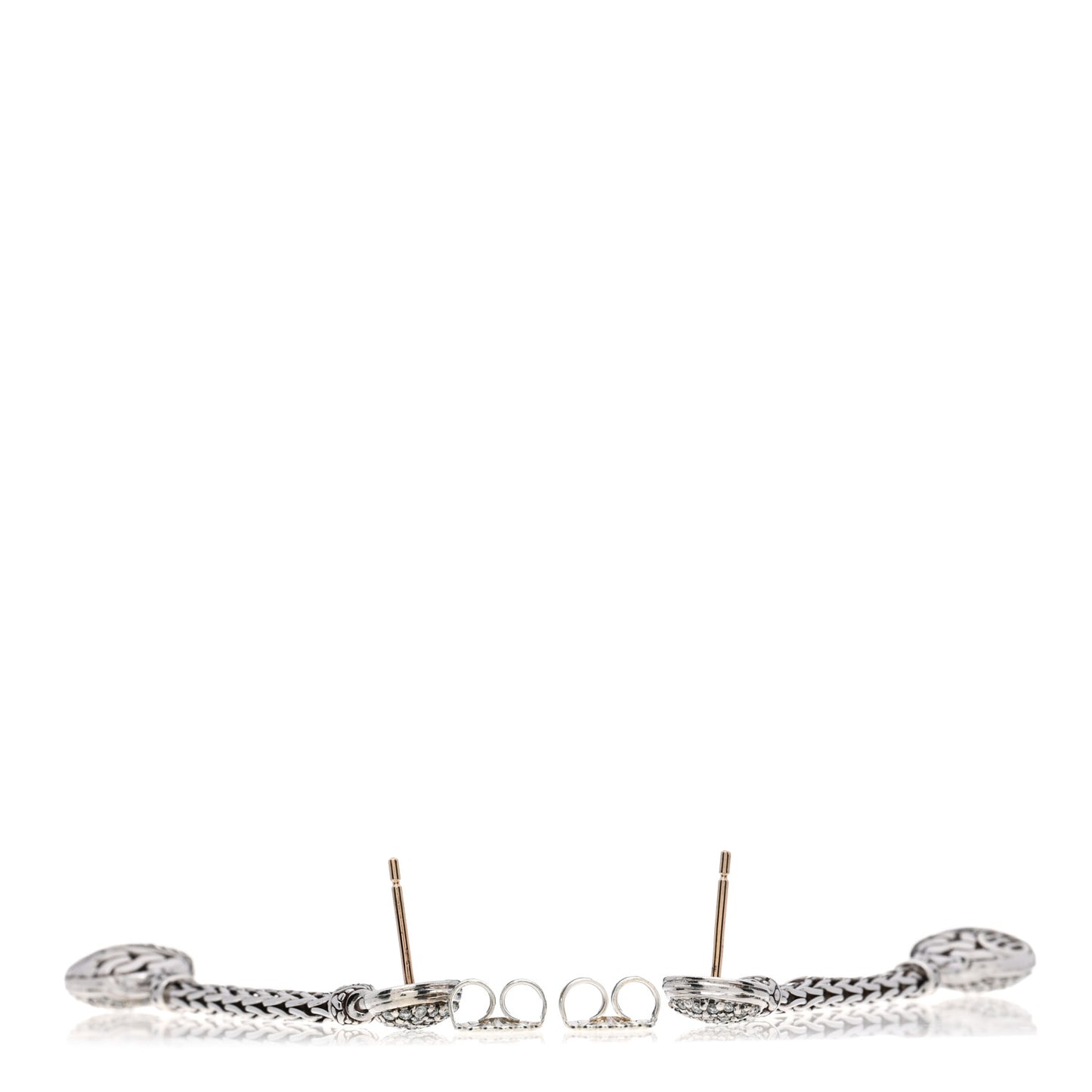 Sterling Silver 18K Yellow Gold Diamond Classic Chain Drop Earrings