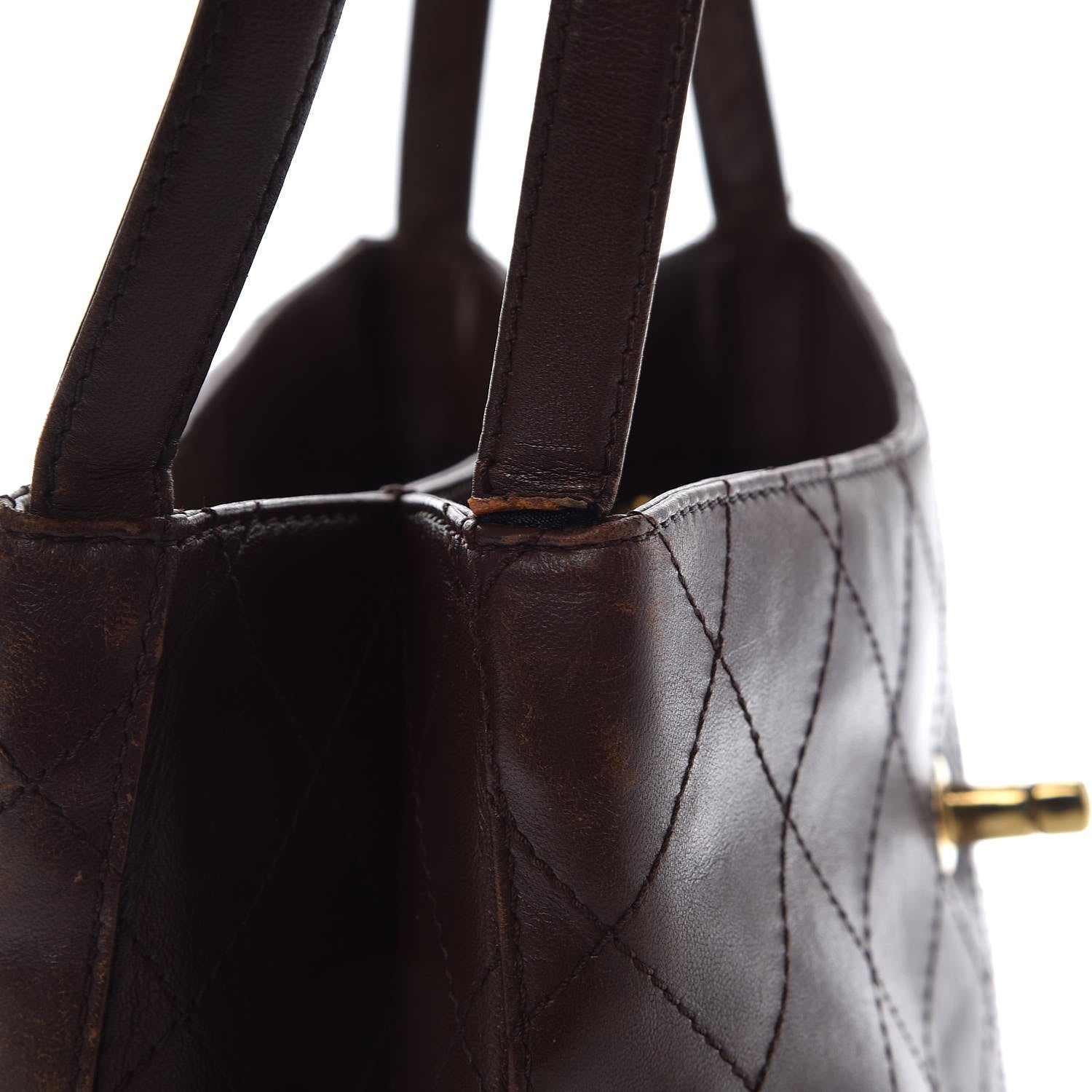 Chanel CHANE Lambskin Stitched Shoulder Bag Brown 10 of 16