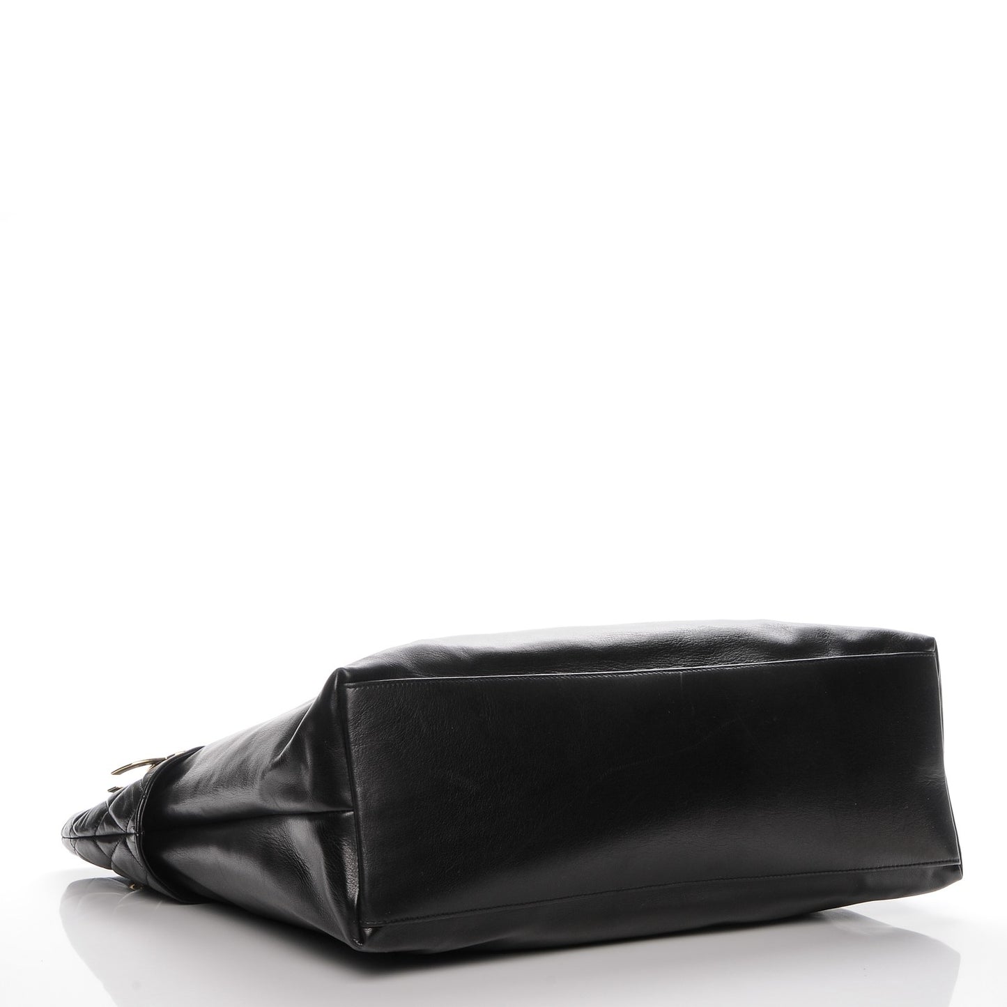 Calfskin Quilted Large Shoulder Bag Black