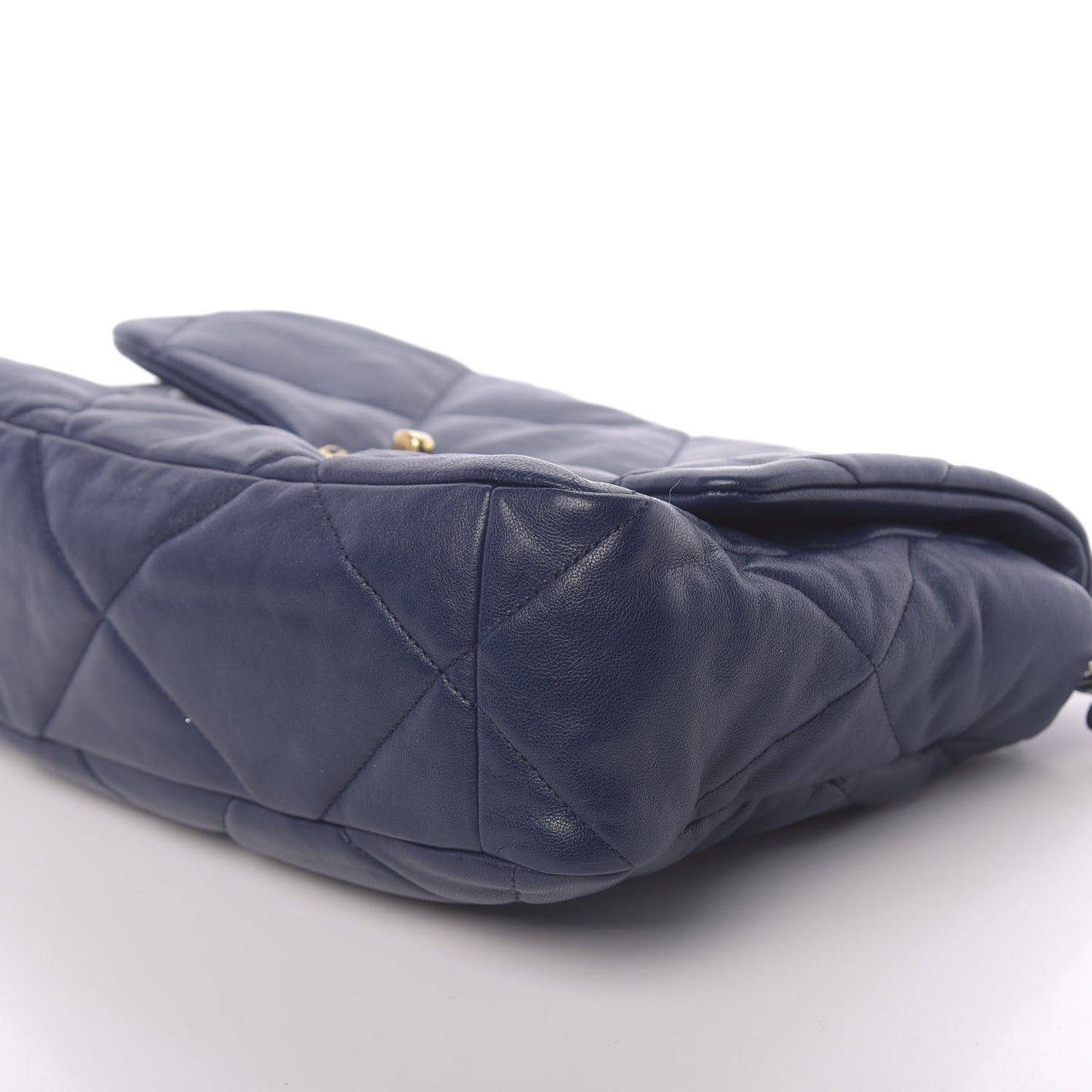 Goatskin Quilted Medium 19 Flap Dark Blue