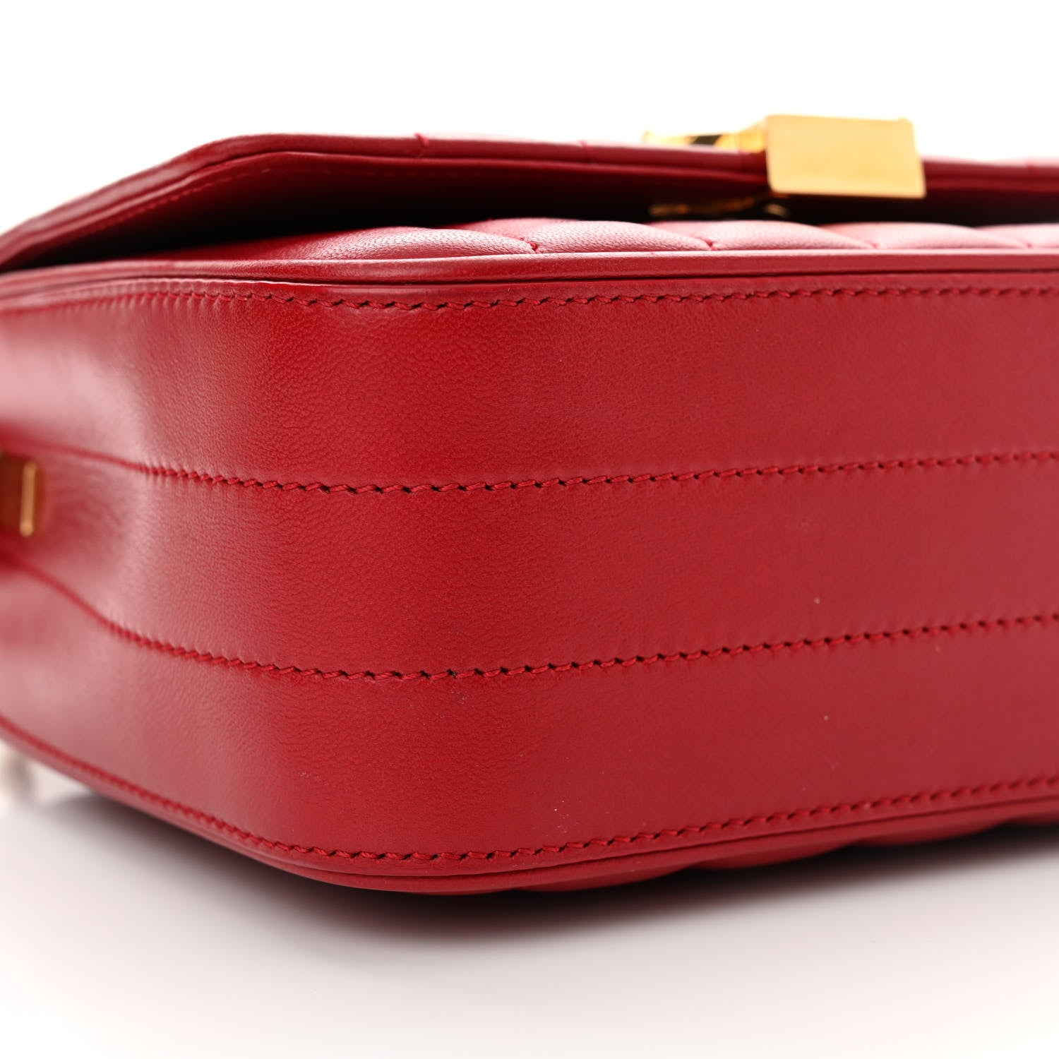 Saint Laurent Lambskin Matelasse Monogram Small Vicky Chain Bag Red 9 of 12