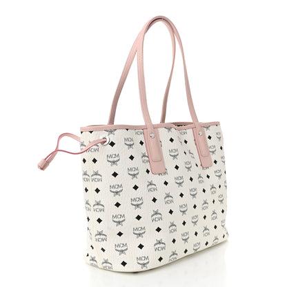 MCM Visetos Medium Liz Reversible Shopper Tote White Soft Pink 6 of 22