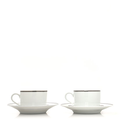 Hermes Porcelain Platinum Chaine d'Ancre Tea Cup and Saucer Set of 2 3 of 13