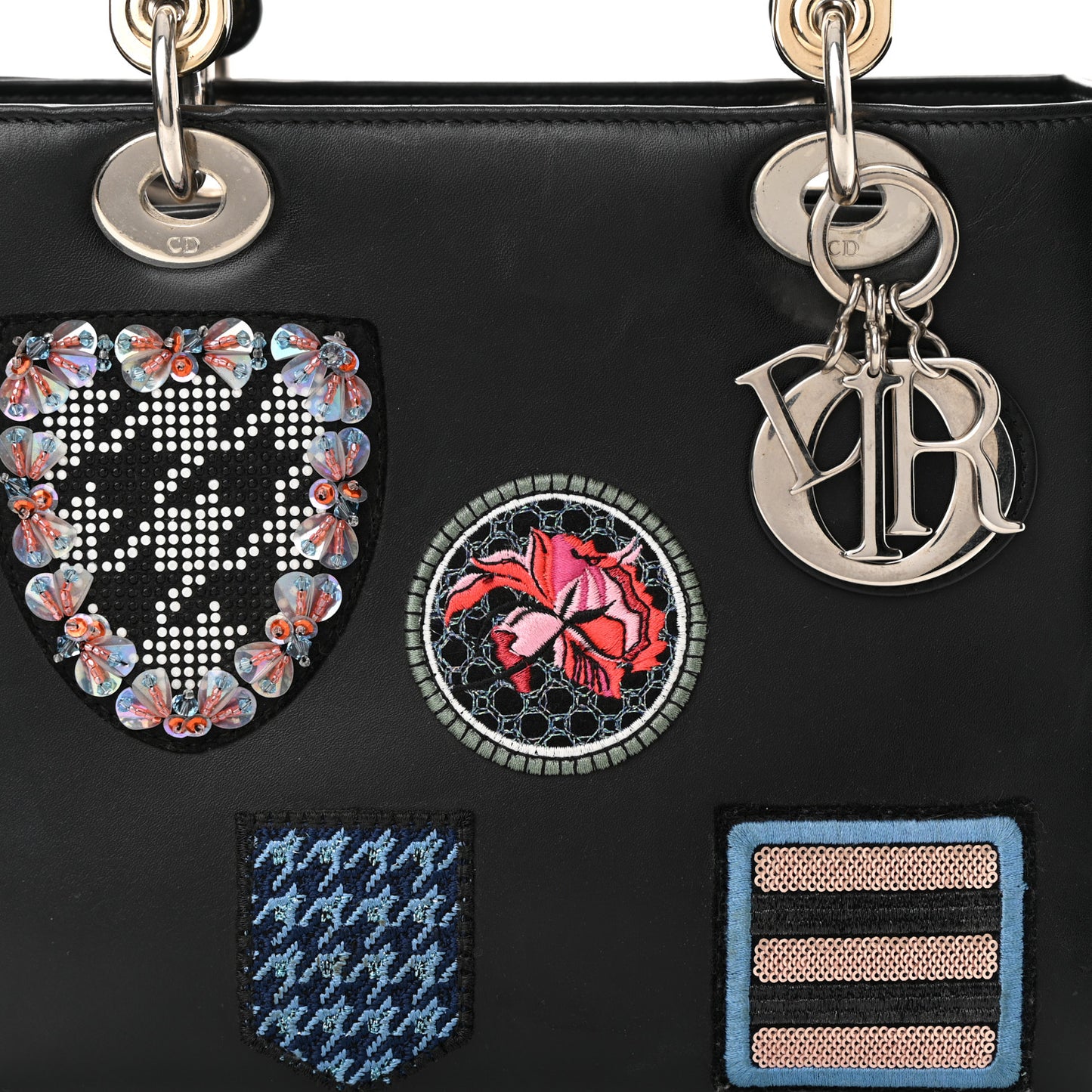 Smooth Calfskin Medium Lucky Badges Lady Dior Black