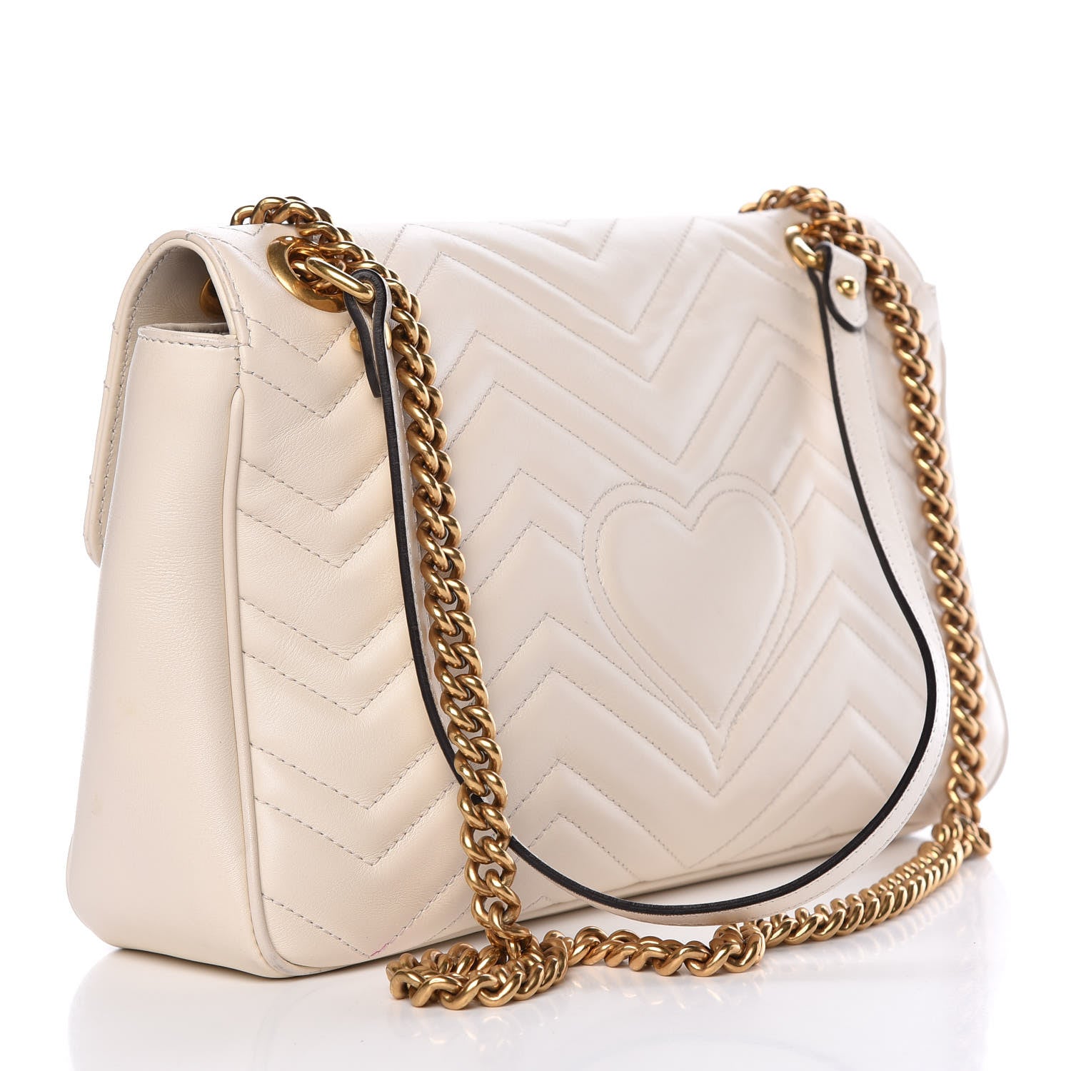 Gucci Calfskin Matelasse Medium GG Marmont Shoulder Bag White 3 of 11