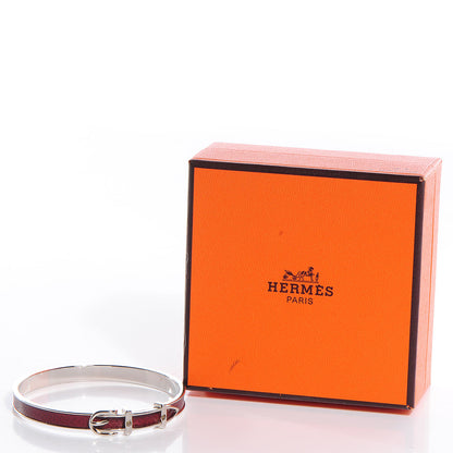 Hermes Vache Liegee Belt Buckle Bangle Rouge Garance 5 of 8