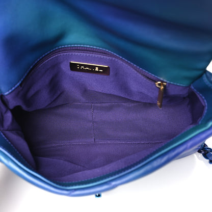 Chanel Tie Dye Calfskin Quilted Medium Chanel 19 Flap Blue Purple 5 of 10