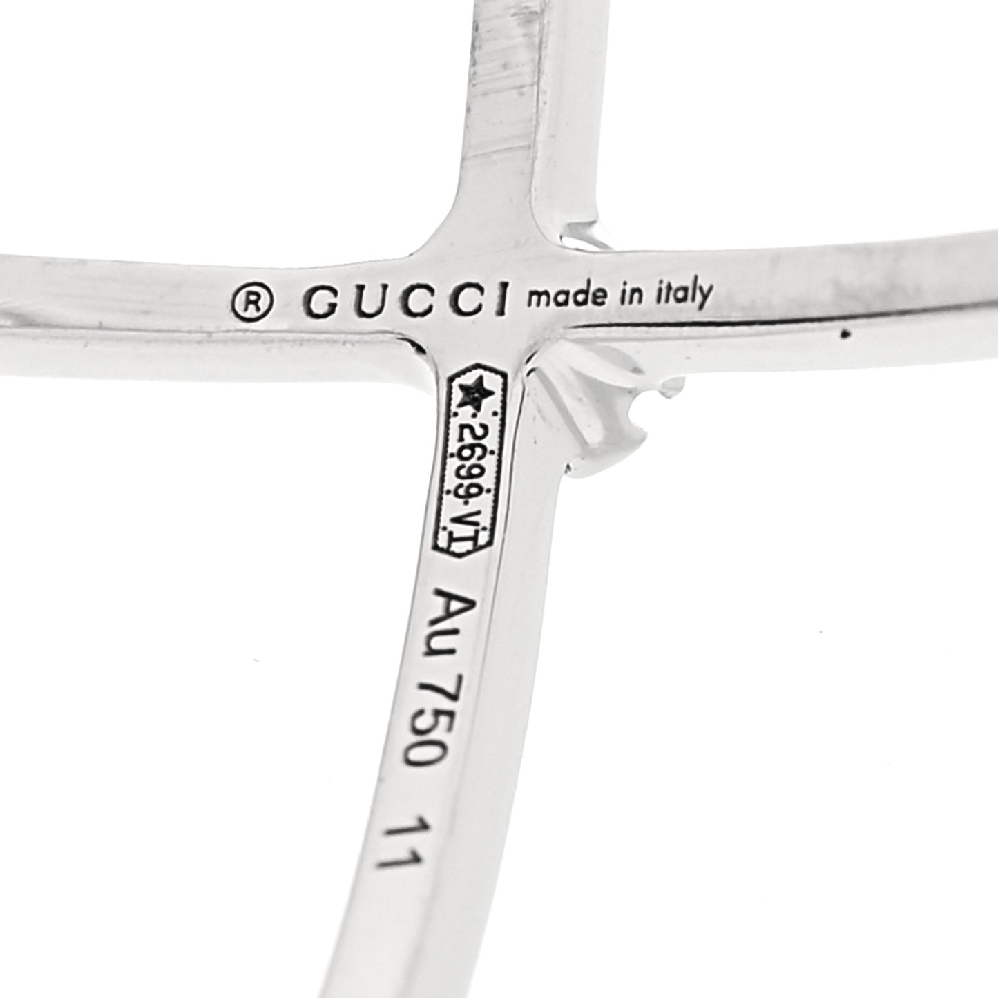 18K White Gold Diamond Running G Cross Ring 51 5.75