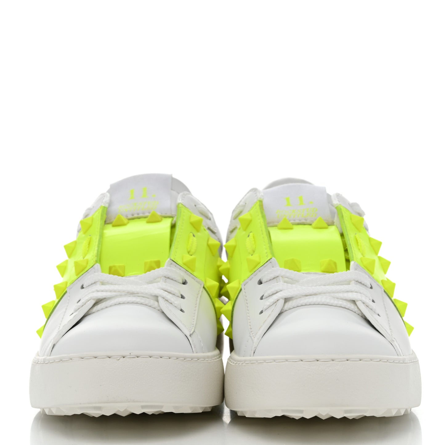 Calfskin Womens Rockstud Untitled Open Sneakers 39 Neon Yellow