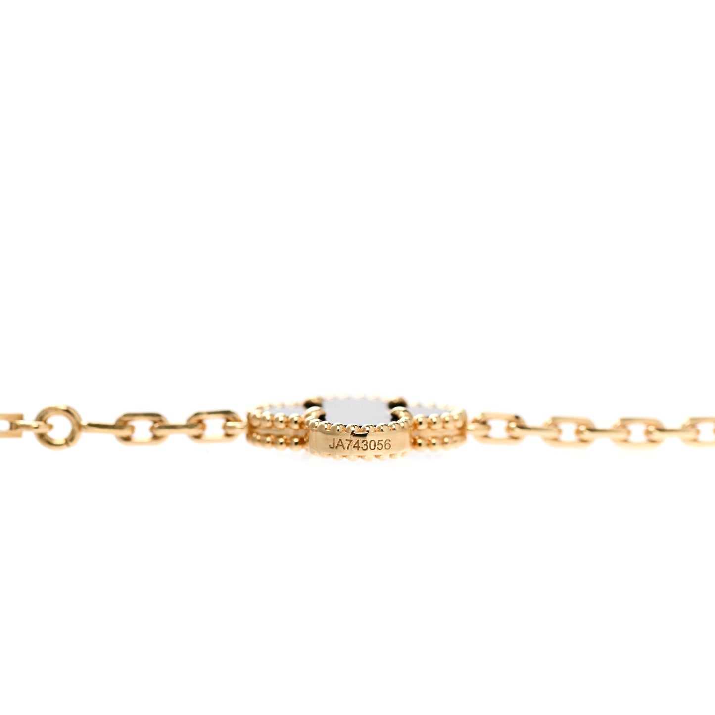 18K Yellow Gold Black Onyx 20 Motifs Vintage Alhambra Necklace