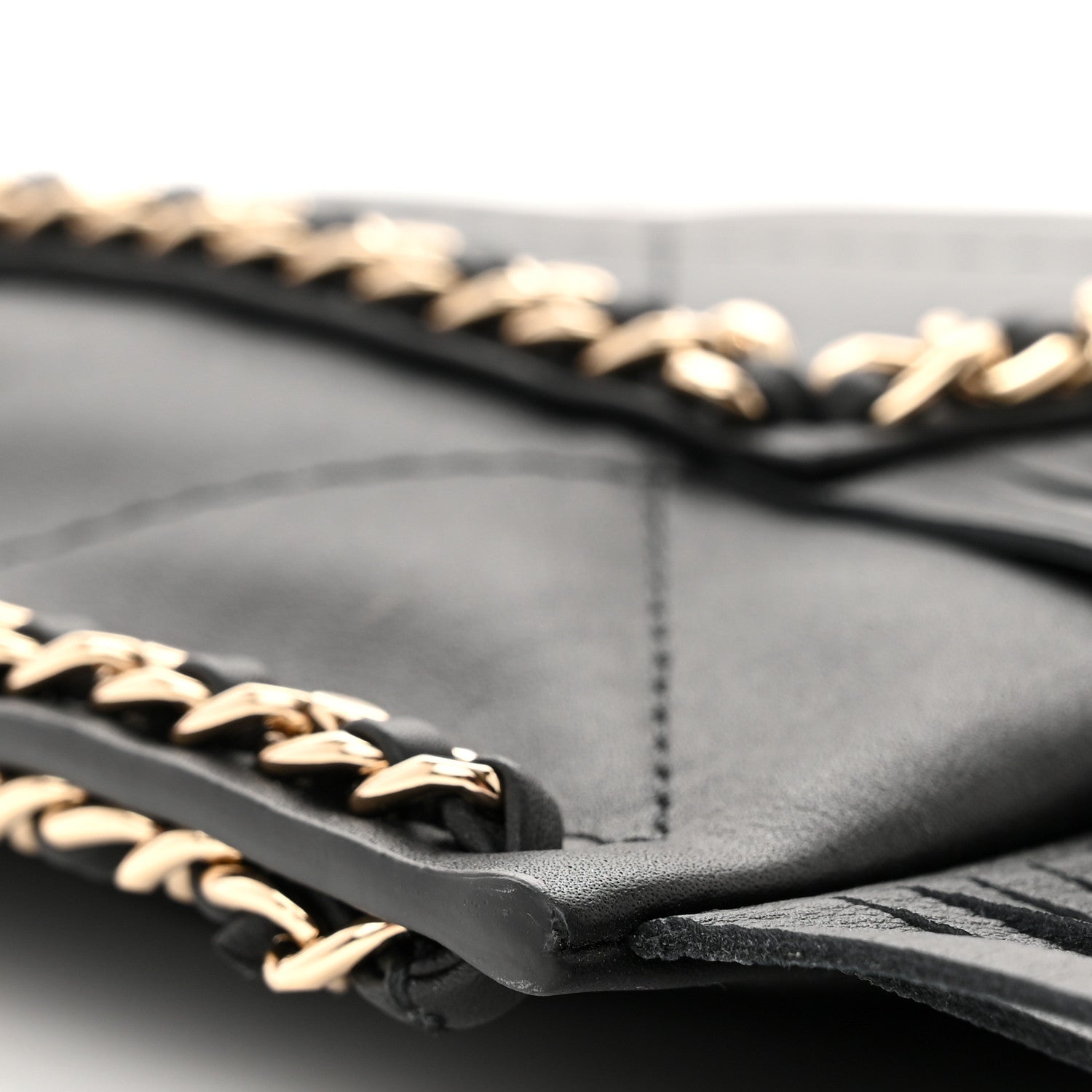 Chanel Calfskin Quilted Fringe Small Shopping Bag Black 9 of 10