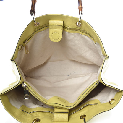 Gucci Calfskin Large Bamboo Shopper Tote Citrus 6 of 15