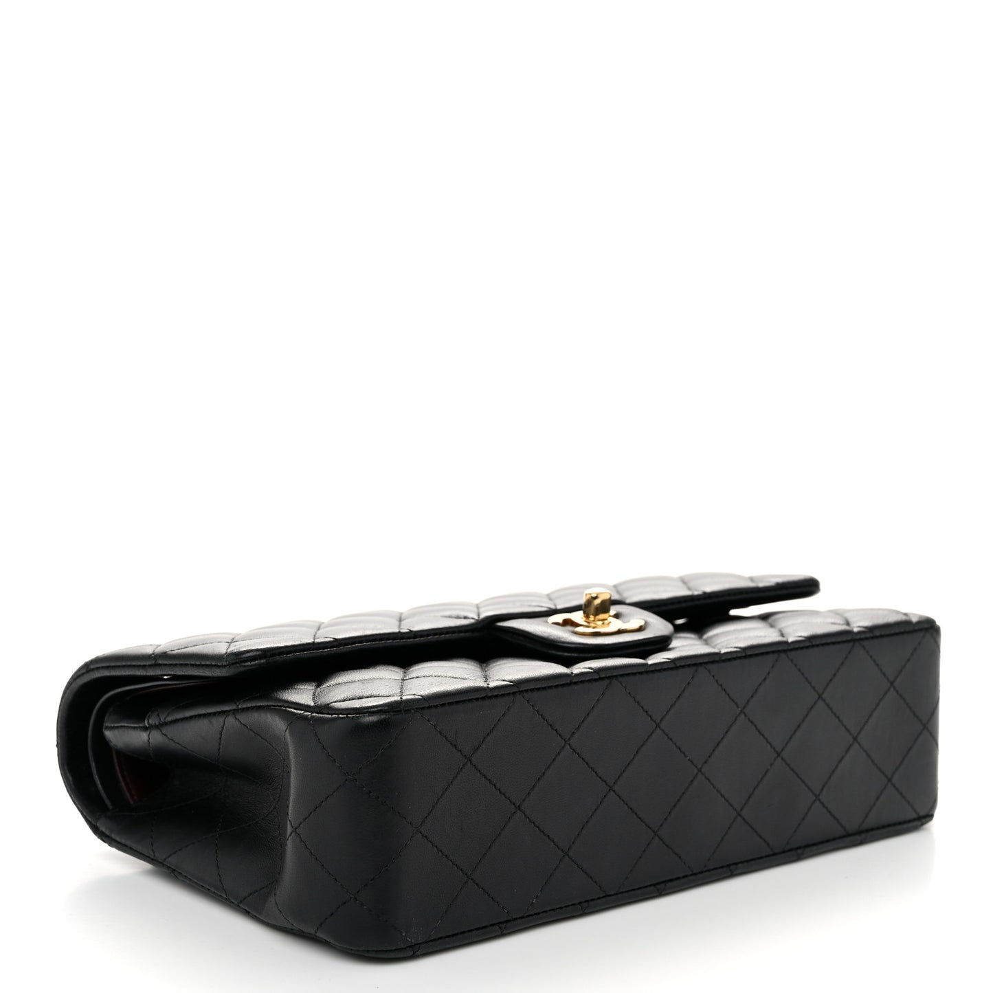 Lambskin Quilted Medium Double Flap Black