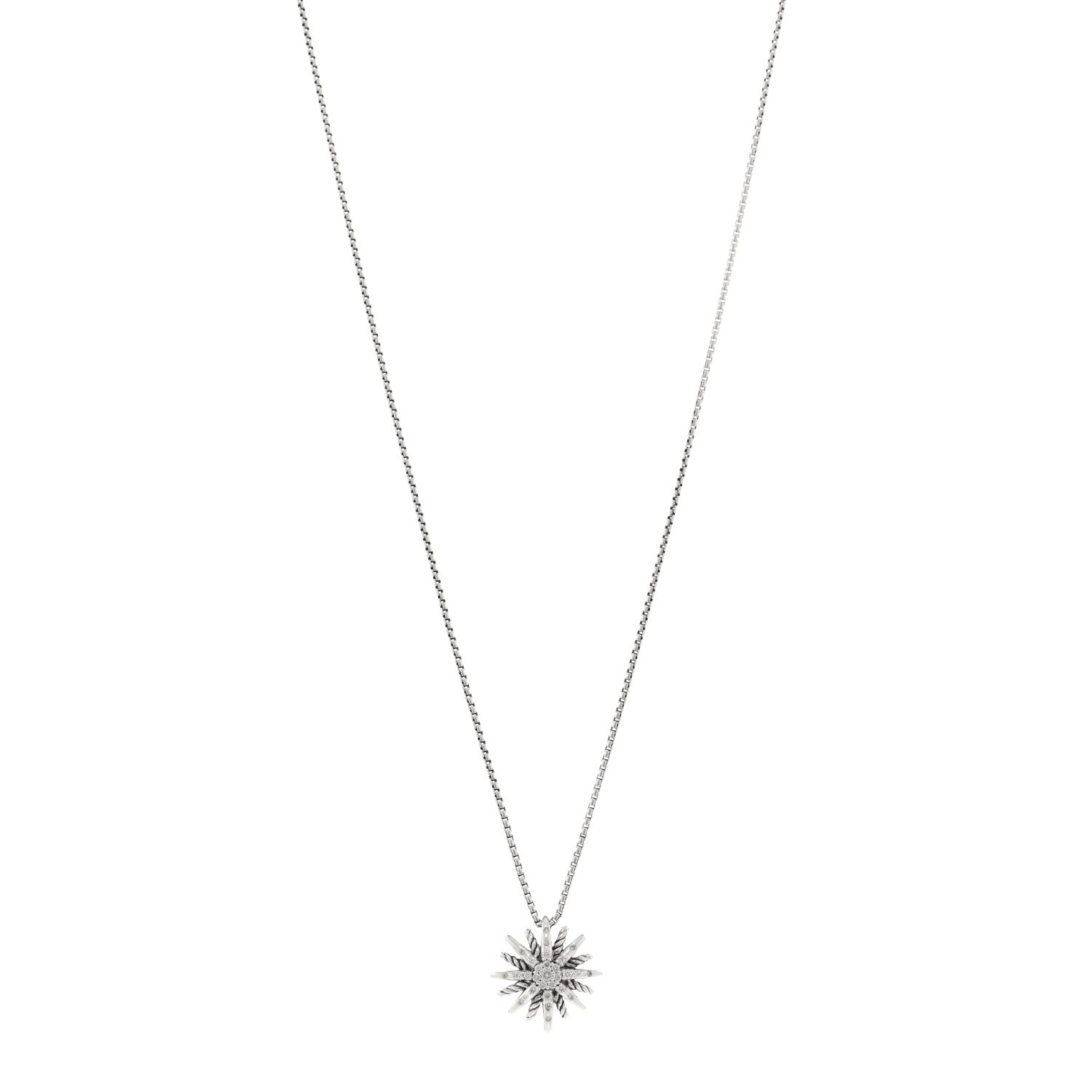 David Yurman Sterling Silver Diamond 16mm Starburst Pendant Necklace 1 of 4
