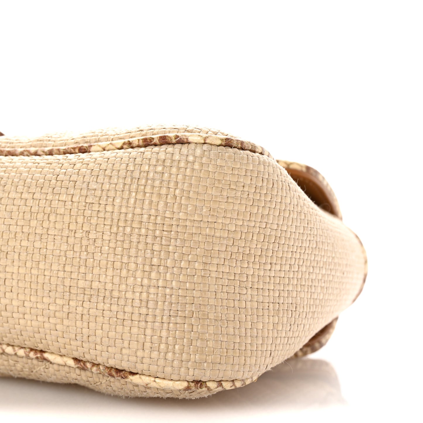 Raffia Elaphe Matelasse Small GG Marmont Shoulder Bag Natural Cream Brown